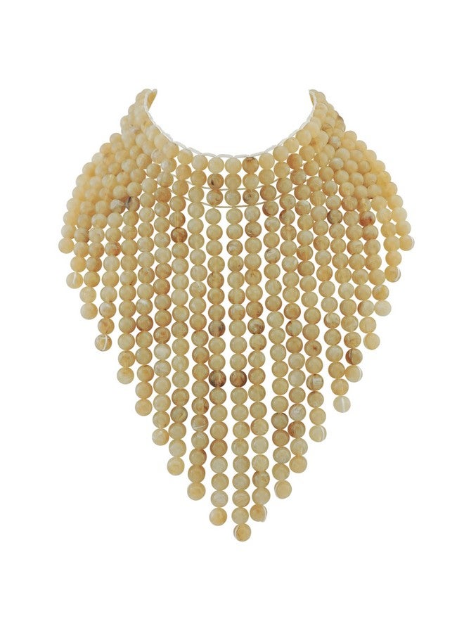 Coiris Boho African Acrylic Beaded Bib Statement Necklace Strands Layered Cluster Chunky Collar Choker Necklace For Women Fashion Costume Jewelry (N0065Beige) - Image 1