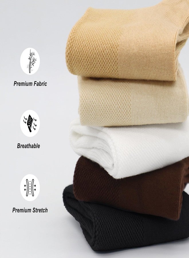 SERISIMPLE جوارب نسائية رقيقة من الفسكوز والخيزران من سيريسيمبل، تصل إلى أعلى الكاحل، خفيفة الوزن وجيدة التهوية، جوارب شبكية كلاسيكية مريحة، 5 أزواج (مقاسات أمريكية، ألفا، متوسط، عادي، عادي، أسود) - Image 3