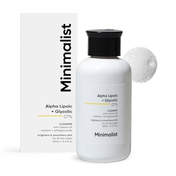 Minimalist 7% ALA & AHA Face Wash for Brightening, Exfoliating, Glow & Even Tone | With Vitamin B5 For Hydration & Glycolic Acid For Exfoliation | 3.4 Fl Oz / 100 ml - Image 1