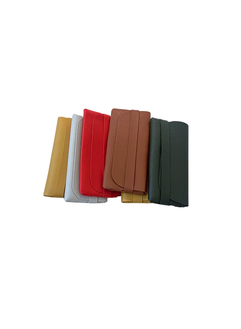 بوما للبصريات مجموعة من 6 حافظات نظارات ناعمة، 8 × 17 سم، حافظة نظارات ناعمة، جلد بولي يوريثين، حافظة نظارات شمسية، حقيبة ناعمة، حقيبة نظارات شمسية للرجال والنساء: بني، بيج، أصفر خردلي، أحمر، أخضر للتخزين والسفر. - Image 5