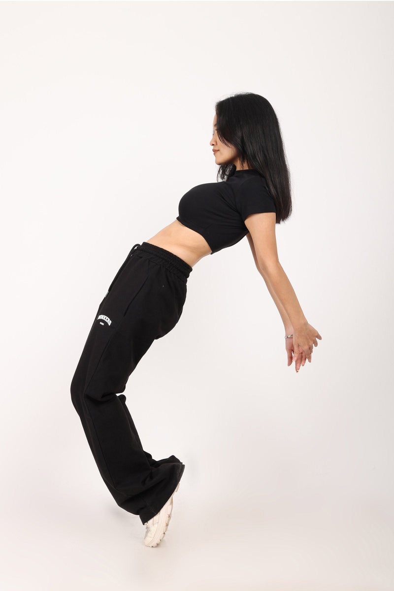 Bonkers Corner Black Wide-Leg Sweatpants for Women's - Image 4