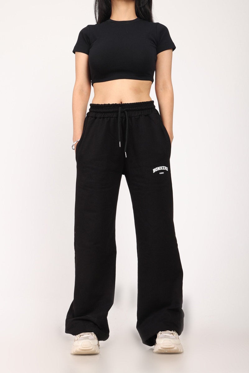 Bonkers Corner Black Wide-Leg Sweatpants for Women's - Image 1