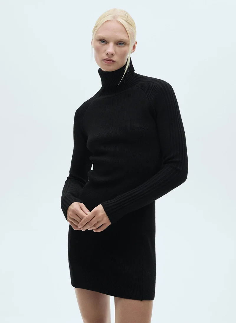 MANGO Short Turtleneck Knitted Dress
