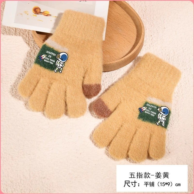 Children'S Baby Five Finger Gloves Winter Fleece-Lined Warm Boys And Girls Children Thickened Baby Finger Cover - Image 1