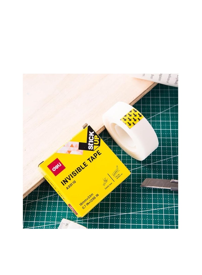 Deli 12-Piece Deli Invisible Office Tape, 33 Meter Length X 18 mm Width - Image 3