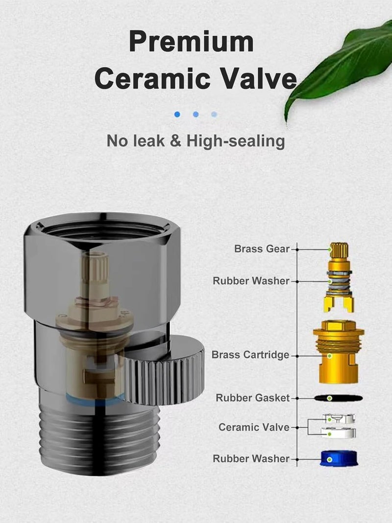 Bifordo Shower Head Shut Off Valve,Brass Water Flow Control Valve G1/2 Flow Pressure Regulator with Handle Level,Cut Off Valves for Shower Head or Bidet Spray,Matte Black,Brass (Matte Black) - Image 2