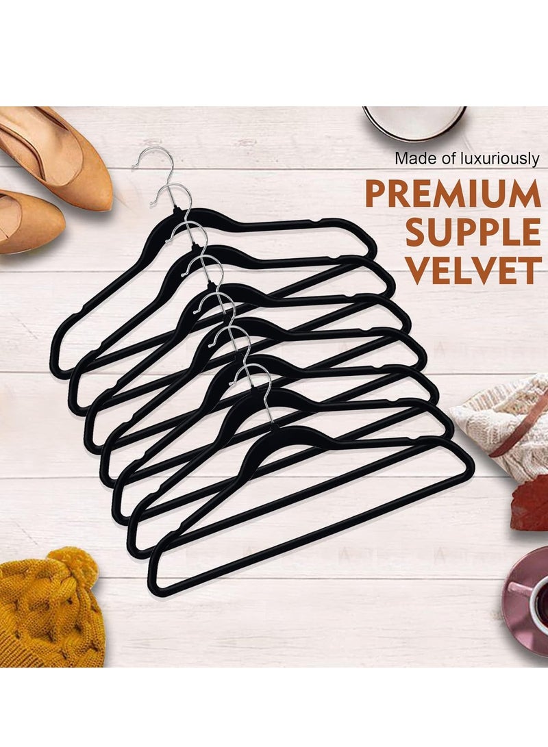 10 pcs Non Slip Felt Hangers Space Saving Clothes Hanger Velvet Hanger Heavy Duty Adult Hanger For Coat Suit Black - Image 5