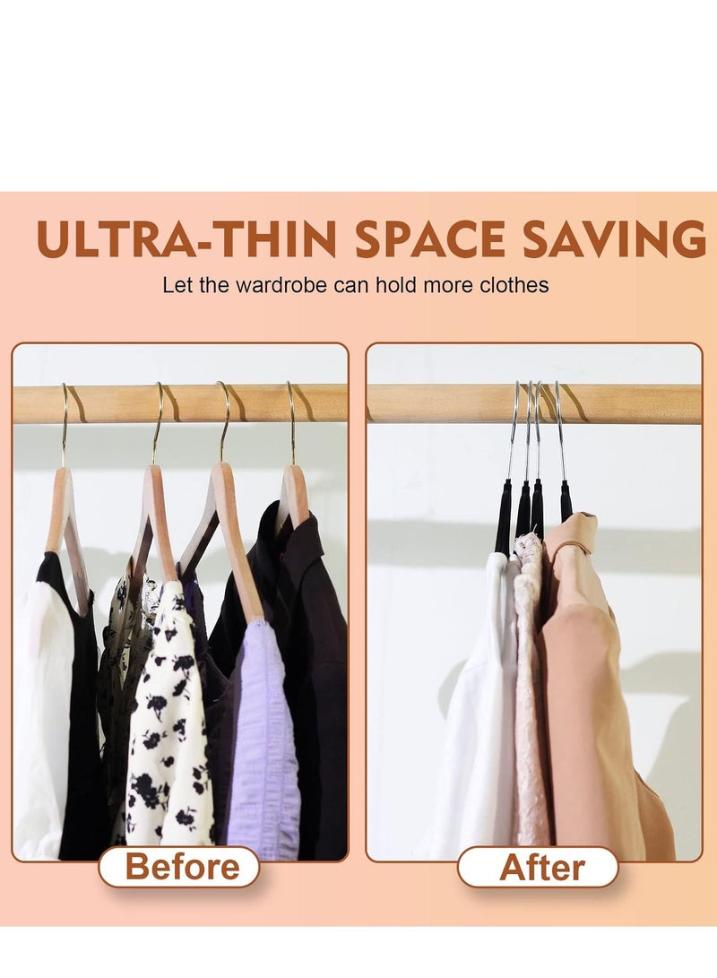 10 pcs Non Slip Felt Hangers Space Saving Clothes Hanger Velvet Hanger Heavy Duty Adult Hanger For Coat Suit Black - Image 4