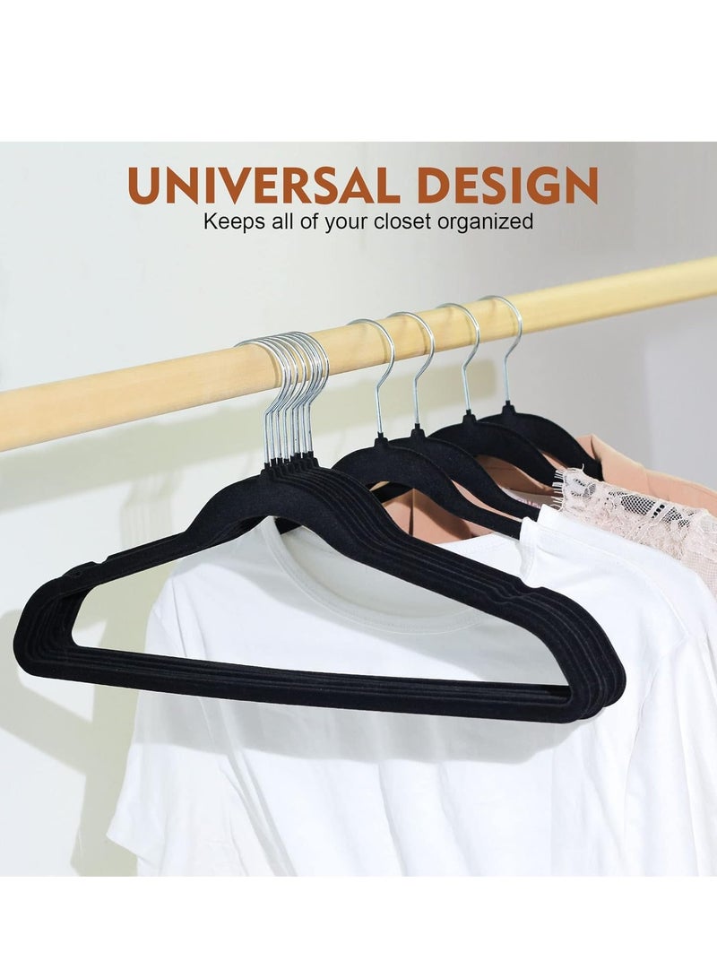 10 pcs Non Slip Felt Hangers Space Saving Clothes Hanger Velvet Hanger Heavy Duty Adult Hanger For Coat Suit Black - Image 3
