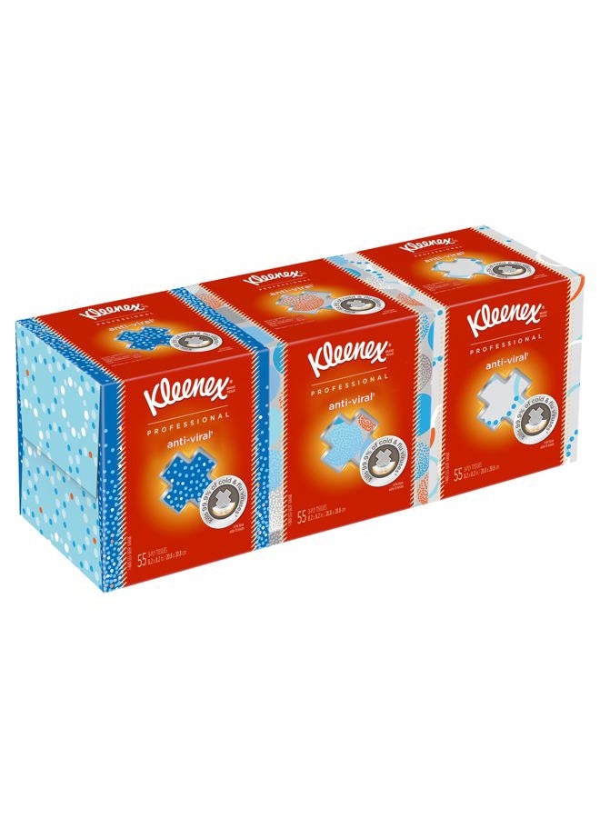Kleenex Professional Anti-Viral Facial Tissue, Bulk (21286), 3-Ply, White, Upright Cube Boxed Format, Designed for Business (55 Tissues/Box, 3 Boxes) - Image 1