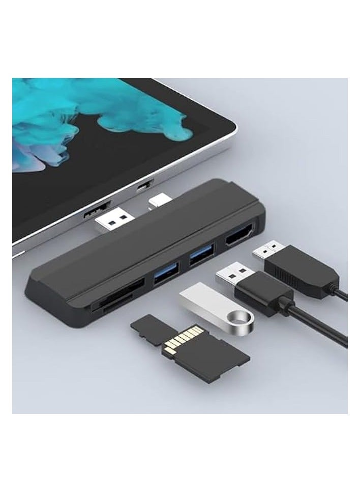 erorex Pro 4 5 6 USB 3.0 Hub/Docking Station, Takya USB 3.0x3 Hub Adapter, SD & TF/Micro SD Memory Card Reader, Mini DP to 4K HDMI Special Design for Microsoft Surface Pro 4th/ 5th/ 6th Gen (Black)  - Image 1