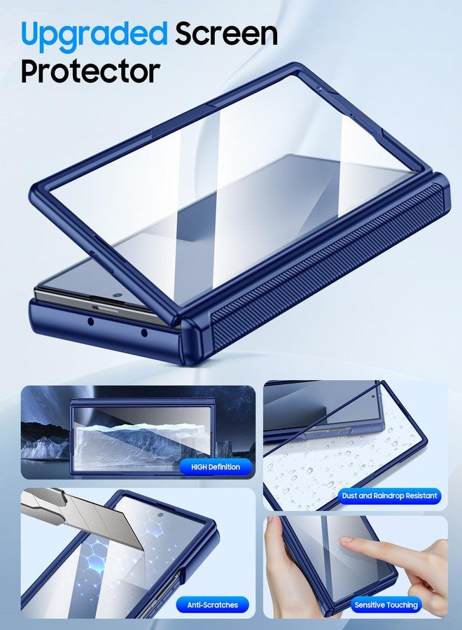 BSNRM for Samsung Galaxy Z Fold 7 Case with Card Holder RFID Blocking, Built in Slide Lens Cover & Hinge Protection & Screen Protector, Shockproof Wallet Case for Z Fold 7 (Sapphire Blue) - Image 5