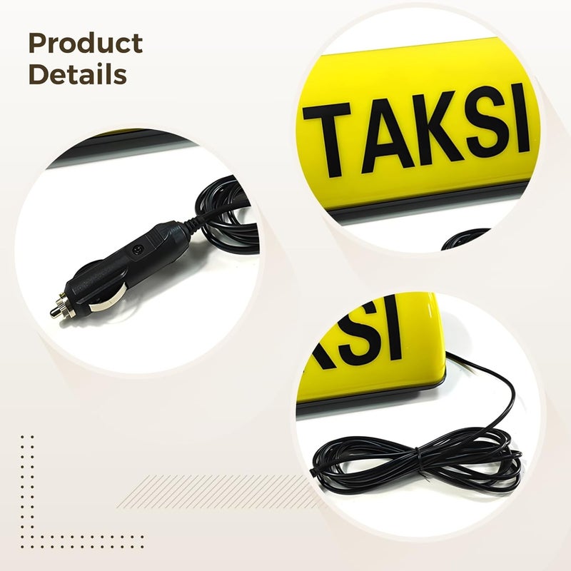 Mled Taxi Top Light, Easy Installation, Waterproof, Long-Lasting High-Visibility Taxi Sign, Usb Rechargeable Car Roof Light, Includes 3 M Usb Cable, Suitable For Various Car Roofs - Image 3