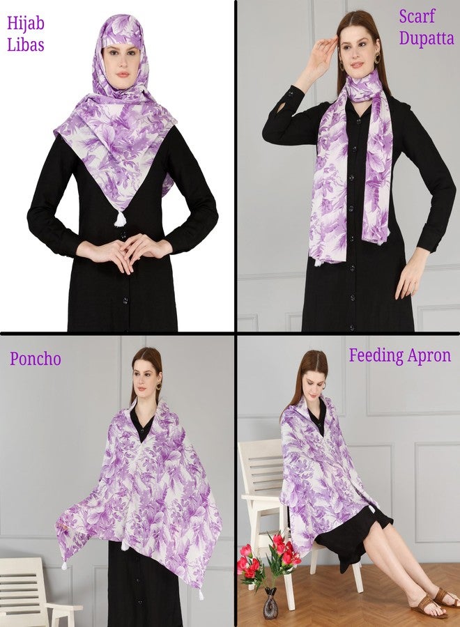 Switchon Nursing Cover for Breastfeeding Multi Use Poncho Style Scarf with Buttons, Feeding Apron Breathable for Pre & Post Pregnancy Free Size (72inch x 25inch) (Pink_White) - Image 3