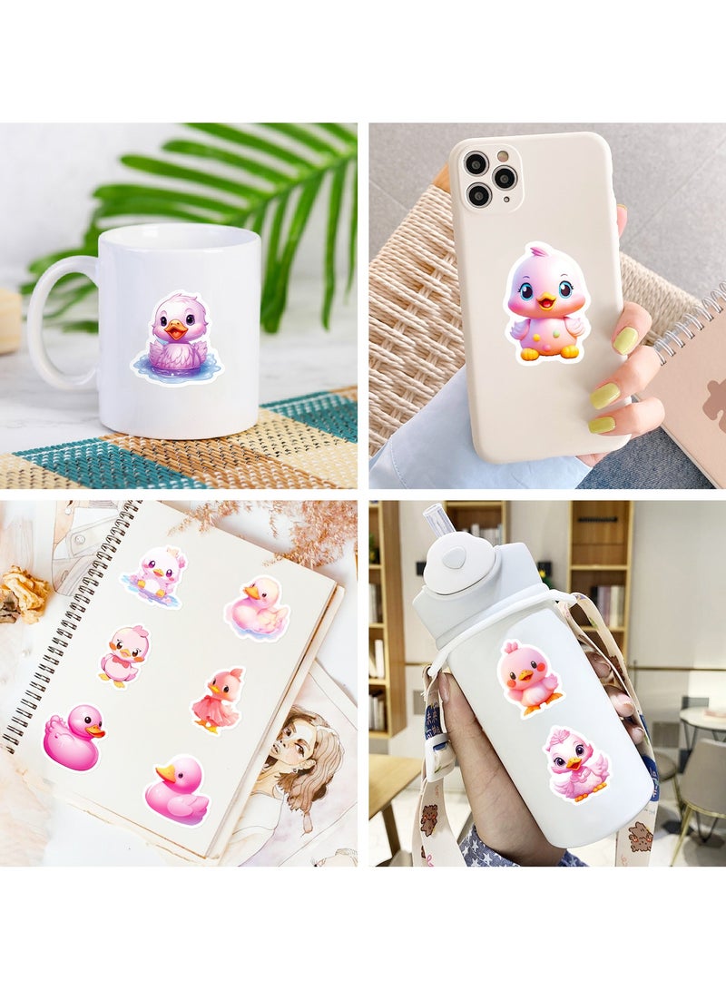 قوس قزح أورينبو ملصقات بطة لطيفة، مجموعة ملصقات بطة وردية، 50 قطعة من ملصقات الحيوانات اللطيفة للأطفال، ملصقات فينيل مقاومة للماء، ملصقات لطيفة لزجاجات المياه، الأمتعة، المجلات - Image 5