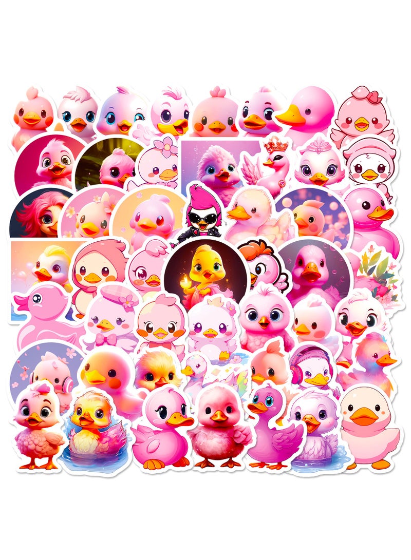 قوس قزح أورينبو ملصقات بطة لطيفة، مجموعة ملصقات بطة وردية، 50 قطعة من ملصقات الحيوانات اللطيفة للأطفال، ملصقات فينيل مقاومة للماء، ملصقات لطيفة لزجاجات المياه، الأمتعة، المجلات - Image 1