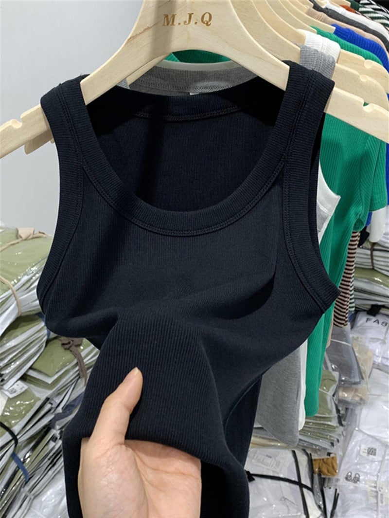 Womens Velvet Anti-Exposure Camisole Black - Image 1