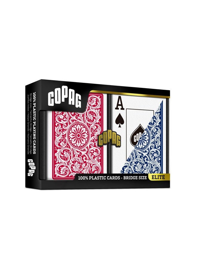 Copag 1546 Design 100% Plastic Playing Cards, Bridge Size Red/Blue (Jumbo Index, Set of 6) - Image 3