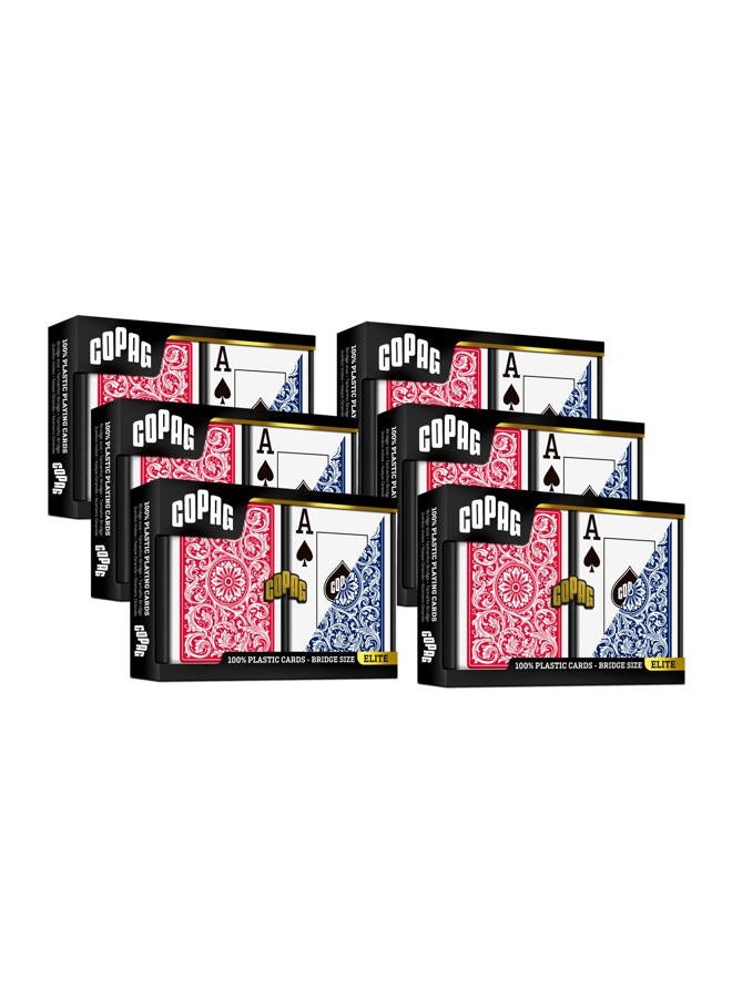 Copag 1546 Design 100% Plastic Playing Cards, Bridge Size Red/Blue (Jumbo Index, Set of 6) - Image 1