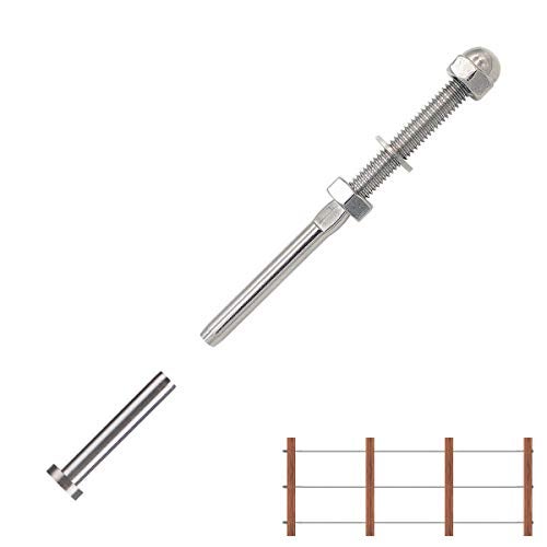 Fayevorite 20 Pairs Threaded Terminal Stud End and Fixed End Stemball Swage for 1/8" Deck Cable Railing Kit System, Deck Railing Hand Swage Tension End and Dead End Fittings, T316 Marine Grade Stainle - Image 1