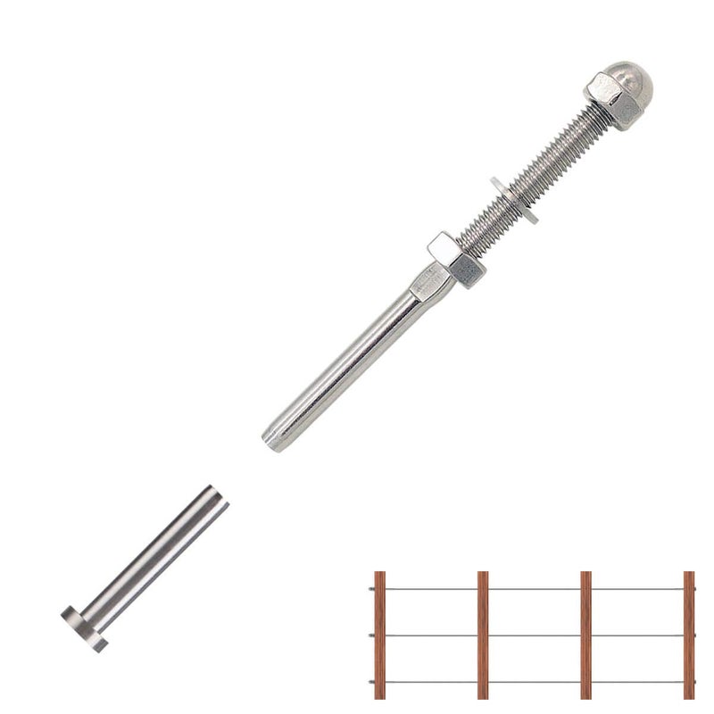 Fayevorite 20 Pairs Threaded Terminal Stud End and Fixed End Stemball Swage for 1/8" Deck Cable Railing Kit System, Deck Railing Hand Swage Tension End and Dead End Fittings, T316 Marine Grade Stainle - Image 4