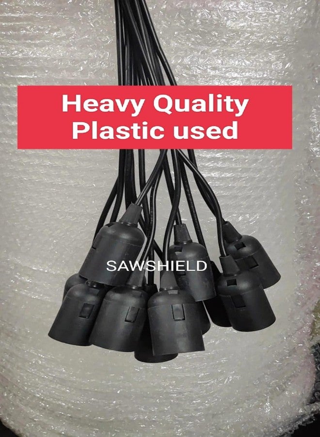 SAWSHIELD Decorative Hanging Ceiling Lamp | E27 Base Holder with Wire & Base Plate | Vintage Pendant Light for Home & Café Décor | 50 cm Length (Black, Pack of 1) - Image 4