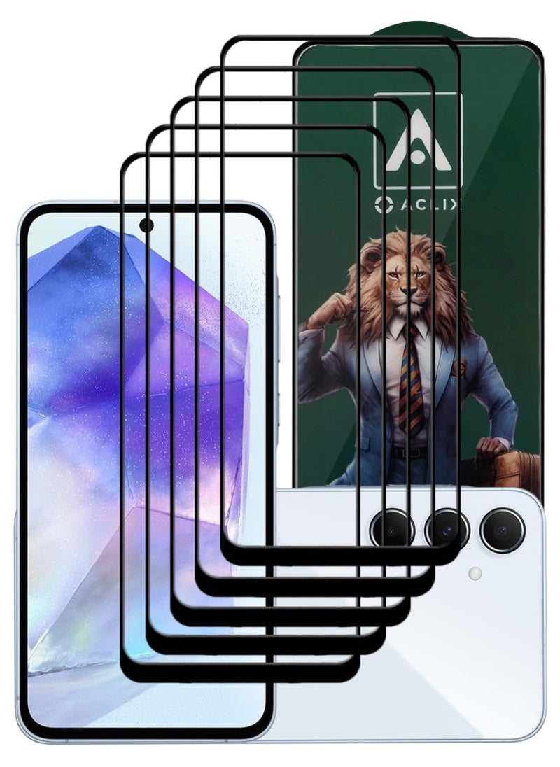ACLIX 5 Pieces Antistatic ESD Dustproof Premium Quality High Definition Tempered Glass Screen Protector Designed For Samsung Galaxy A55 - Image 1
