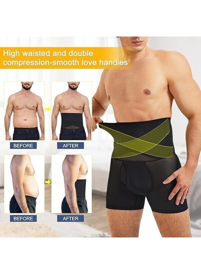 SHOP Men’s Shapewear Tummy Control Shorts High Waist Slimming Body Shaper Seamless Boxer Brief Underwear (Size : XX-Large)  - Image 2