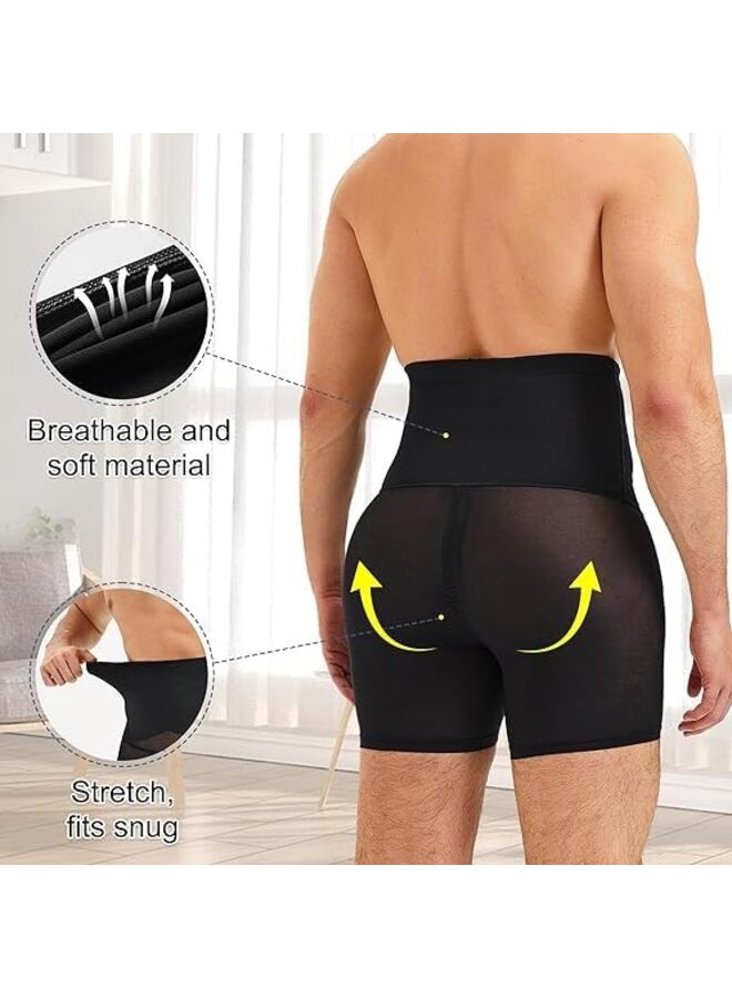 SHOP Men’s Shapewear Tummy Control Shorts High Waist Slimming Body Shaper Seamless Boxer Brief Underwear (Size : XX-Large)  - Image 4