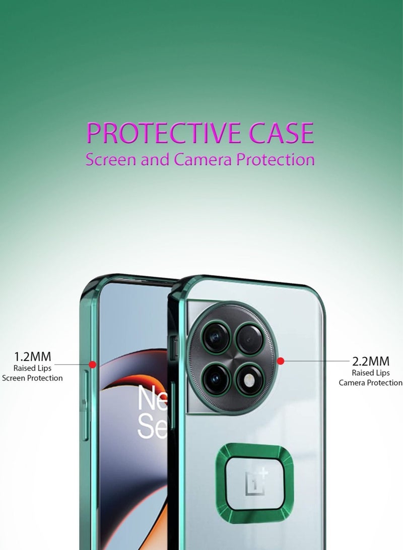 دبليو تيك غطاء حافظة هجين PC فاخر مقاوم للصدمات لهاتف OnePlus 11R 5G 2023 شفاف / أخضر داكن - Image 3