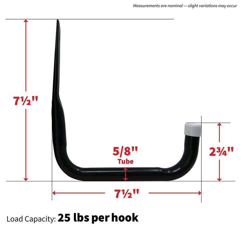 Shepherd Hardware 8090E Heavy Duty Steel Garage Storage/Large Utility Hooks 4 Pack Black - Image 5