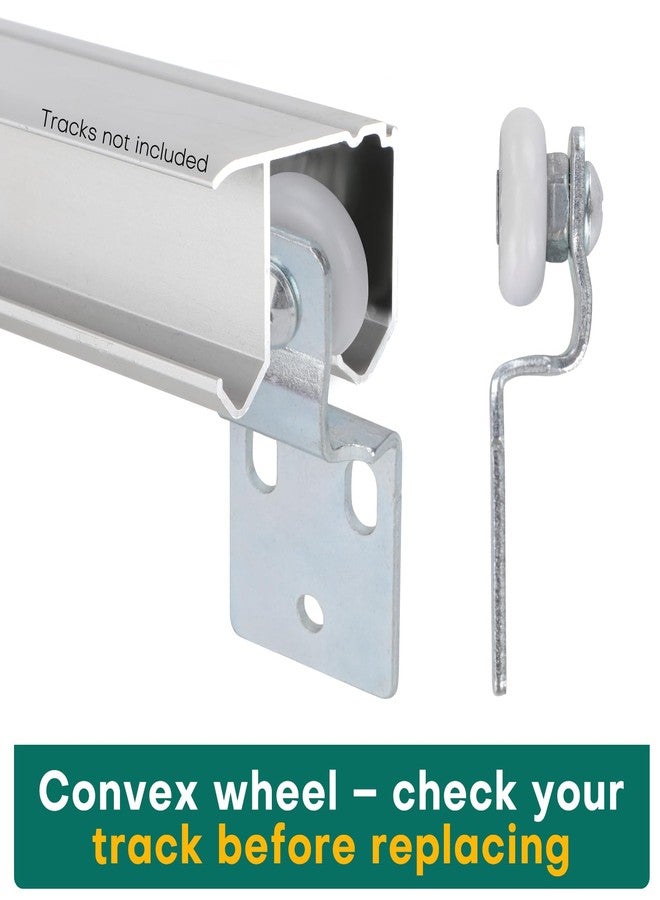 Lashow 4 Pair Sliding Closet Door Roller Kit - Top Hung Door Replacement Hardware with 3/4 Inch Convex Wheels, Ball Bearing, Stamped Steel, 3/8" & 1/2" Offset Brackets - Image 3