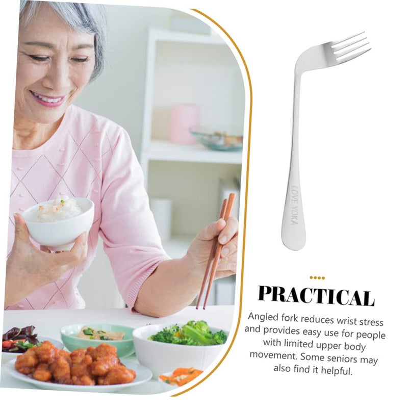 2Pcs Angled Eating Forks Sturdy Assisted Tableware Utensils for Elderly - Image 3