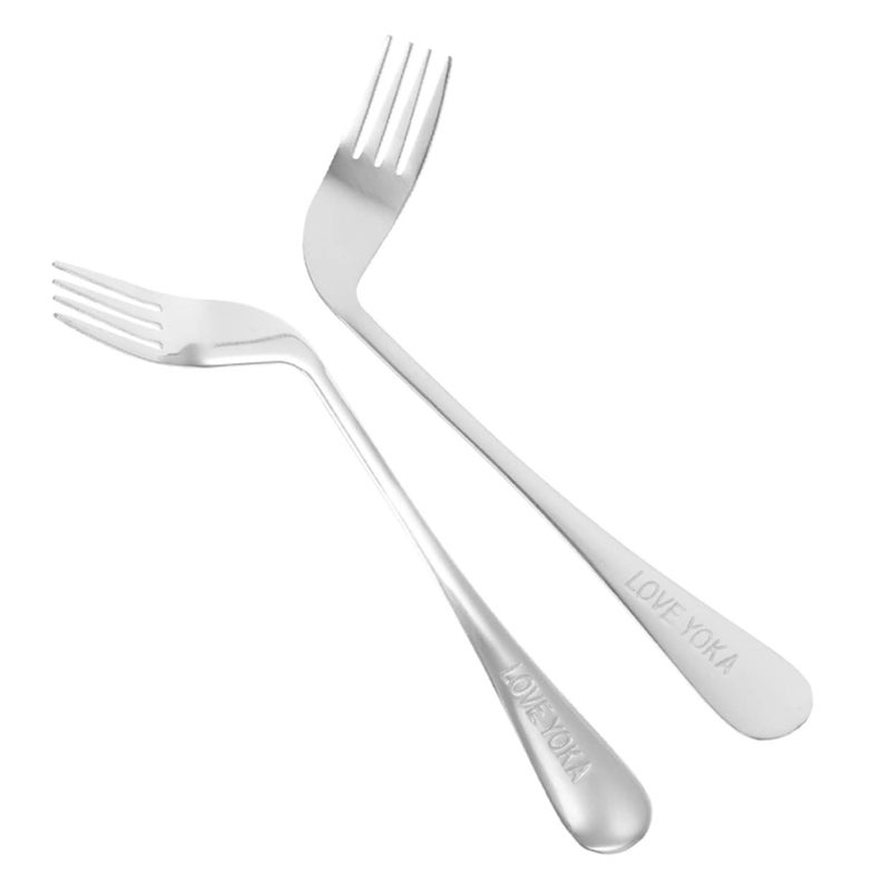 2Pcs Angled Eating Forks Sturdy Assisted Tableware Utensils for Elderly - Image 2