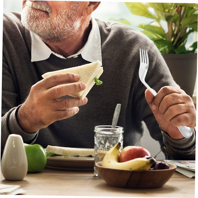 2Pcs Angled Eating Forks Sturdy Assisted Tableware Utensils for Elderly - Image 5