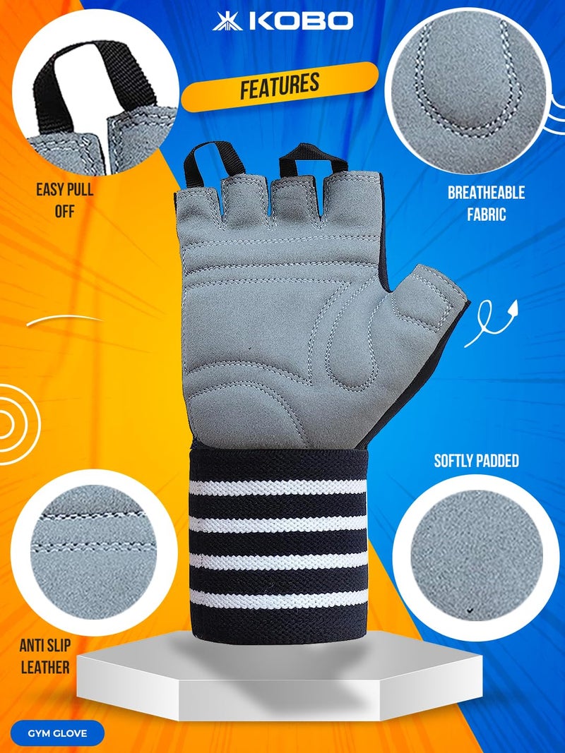 Kobo WTG-50 Weight Lifting Gym Gloves Hand Protector for Fitness Training (Multi Colour) with Wrist Support - Image 4
