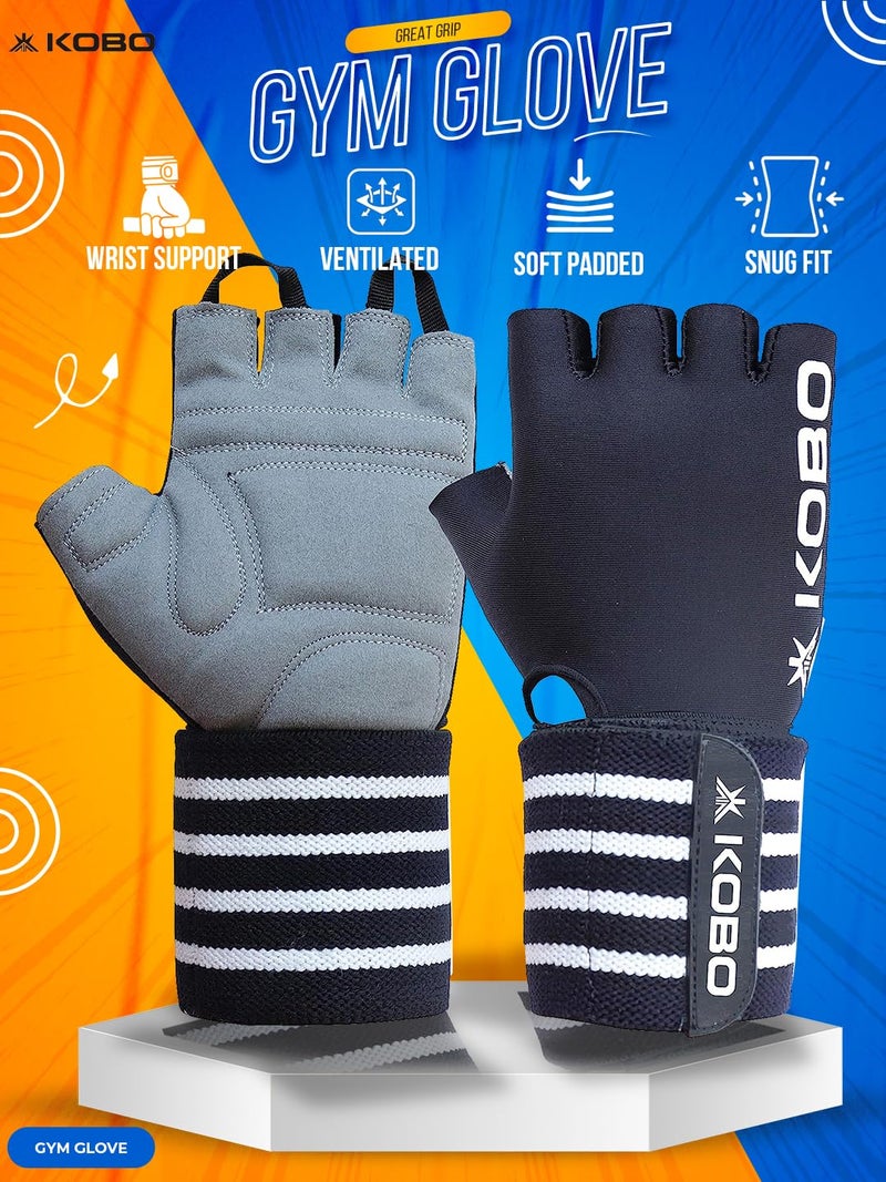 Kobo WTG-50 Weight Lifting Gym Gloves Hand Protector for Fitness Training (Multi Colour) with Wrist Support - Image 3