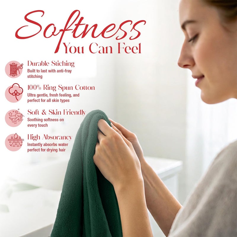 Riverside 12 Pack Washcloths - 12x12 Inches, 400 GSM, 100% Ring-Spun Cotton - Soft, Absorbent & Durable Face and Body Towels - for Bathroom, Spa, Gym, Makeup Removal & Everyday Use - Hunter Green - Image 4