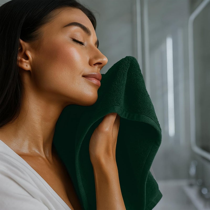 Riverside 12 Pack Washcloths - 12x12 Inches, 400 GSM, 100% Ring-Spun Cotton - Soft, Absorbent & Durable Face and Body Towels - for Bathroom, Spa, Gym, Makeup Removal & Everyday Use - Hunter Green - Image 5
