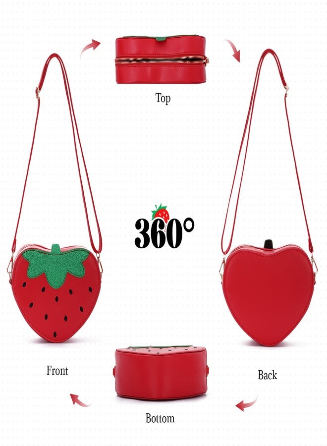 LUI SUI Strawberry Shape Purse Cute Strawberry Shoulder Handbag Fruit Shaped Purse Bag - Image 5