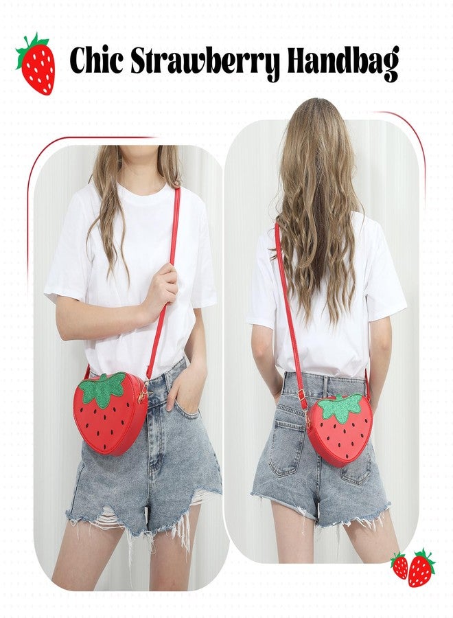 LUI SUI Strawberry Shape Purse Cute Strawberry Shoulder Handbag Fruit Shaped Purse Bag - Image 2