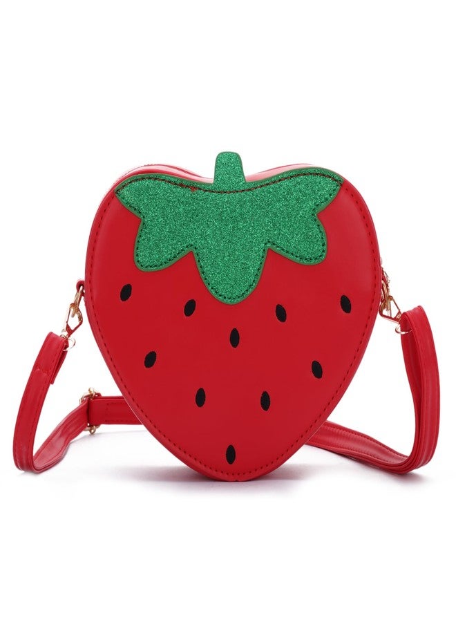 LUI SUI Strawberry Shape Purse Cute Strawberry Shoulder Handbag Fruit Shaped Purse Bag - Image 1