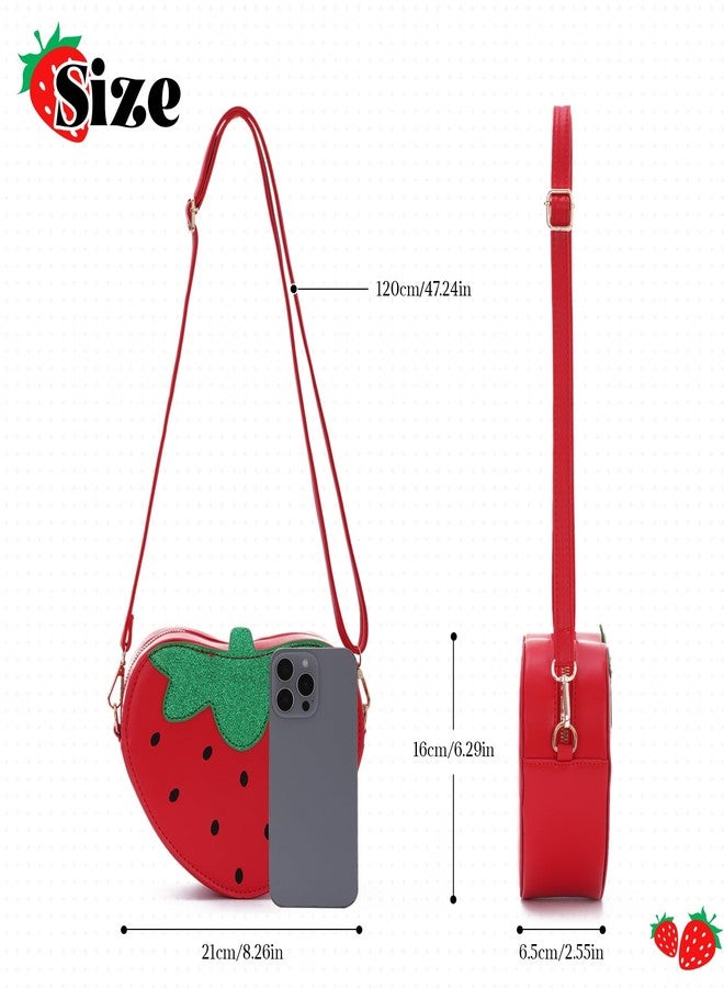 LUI SUI Strawberry Shape Purse Cute Strawberry Shoulder Handbag Fruit Shaped Purse Bag - Image 4