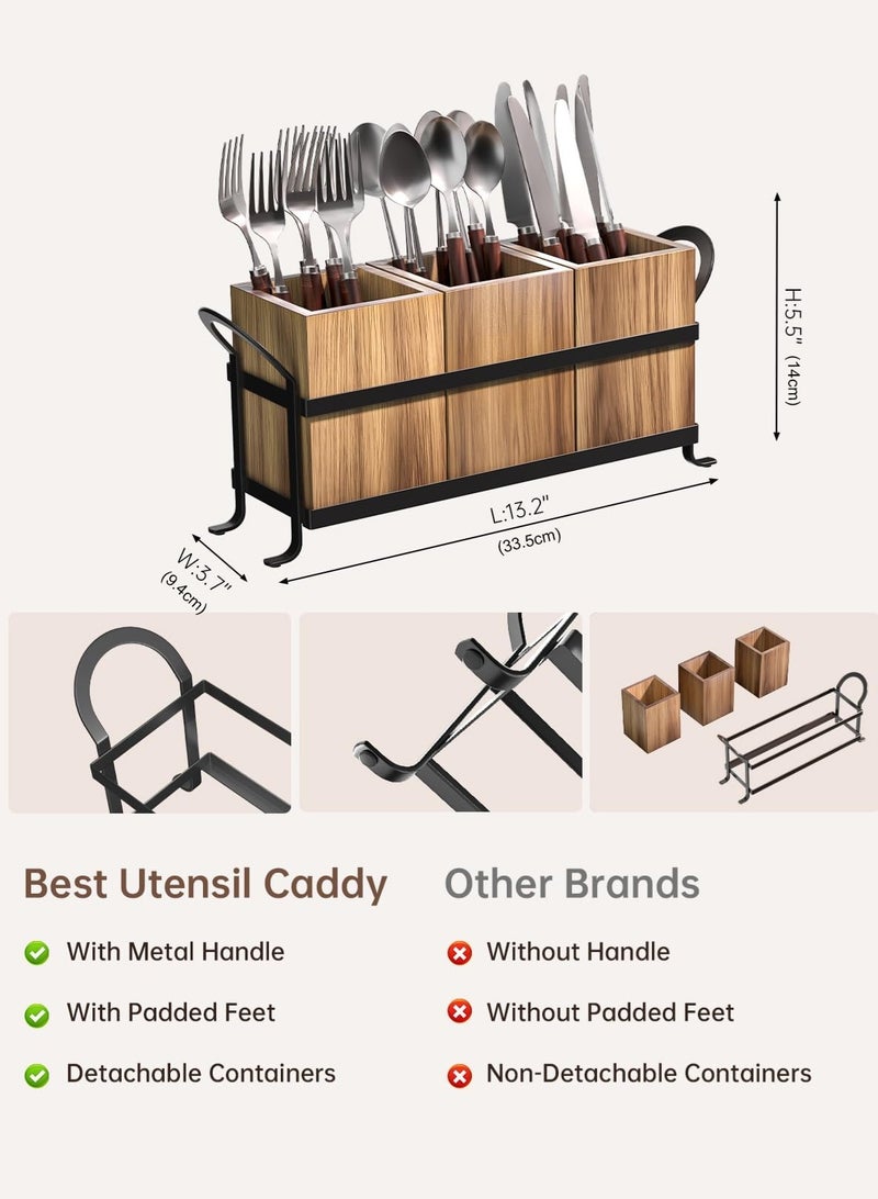 LOOPITYS Party cutlery rack 、plate rack、utensil rack、a stylish cutlery box with three compartments, detachable, portable handle, stylish cutlery rack suitable for countertop and outdoor use - Image 3