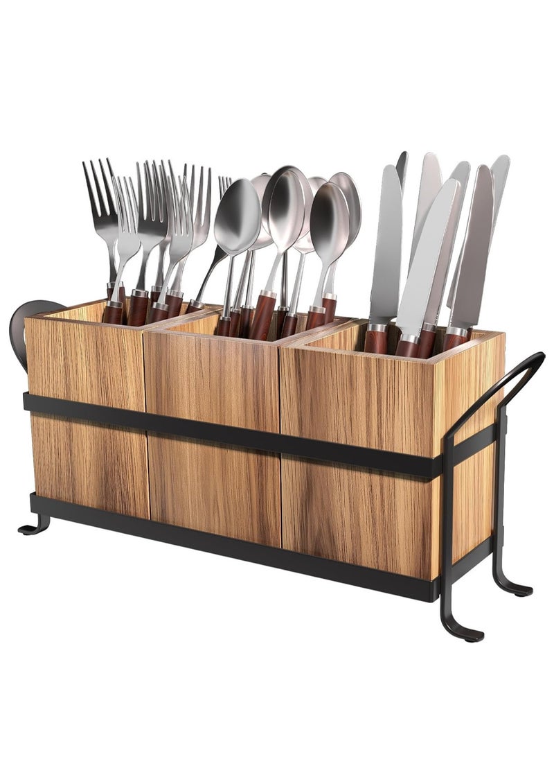 LOOPITYS Party cutlery rack 、plate rack、utensil rack、a stylish cutlery box with three compartments, detachable, portable handle, stylish cutlery rack suitable for countertop and outdoor use - Image 2