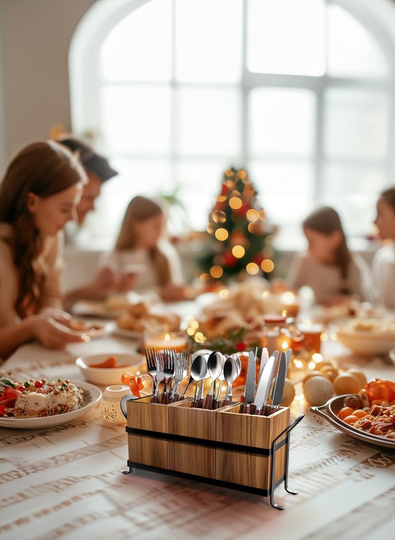 LOOPITYS Party cutlery rack 、plate rack、utensil rack、a stylish cutlery box with three compartments, detachable, portable handle, stylish cutlery rack suitable for countertop and outdoor use - Image 5