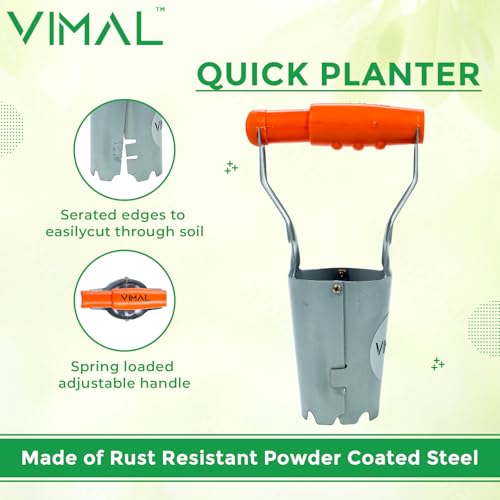 Vimal Stainless Steel Automatic Soil Release Bulb Planter | Quick Digging & Refilling Tool for Bulb Planting, Seeds & Transplanting | Rust Free Garden Tool - Image 2