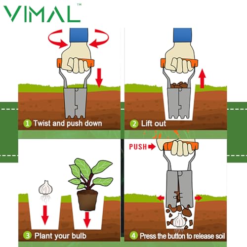 Vimal Stainless Steel Automatic Soil Release Bulb Planter | Quick Digging & Refilling Tool for Bulb Planting, Seeds & Transplanting | Rust Free Garden Tool - Image 5