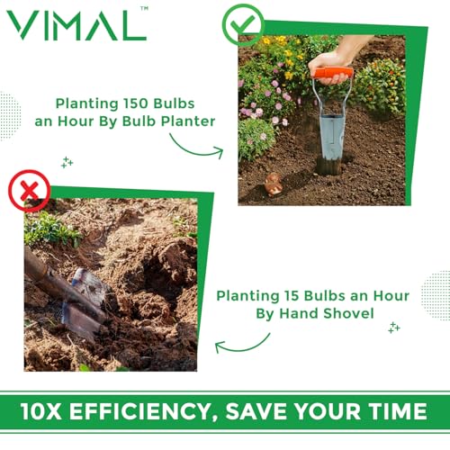 Vimal Stainless Steel Automatic Soil Release Bulb Planter | Quick Digging & Refilling Tool for Bulb Planting, Seeds & Transplanting | Rust Free Garden Tool - Image 3