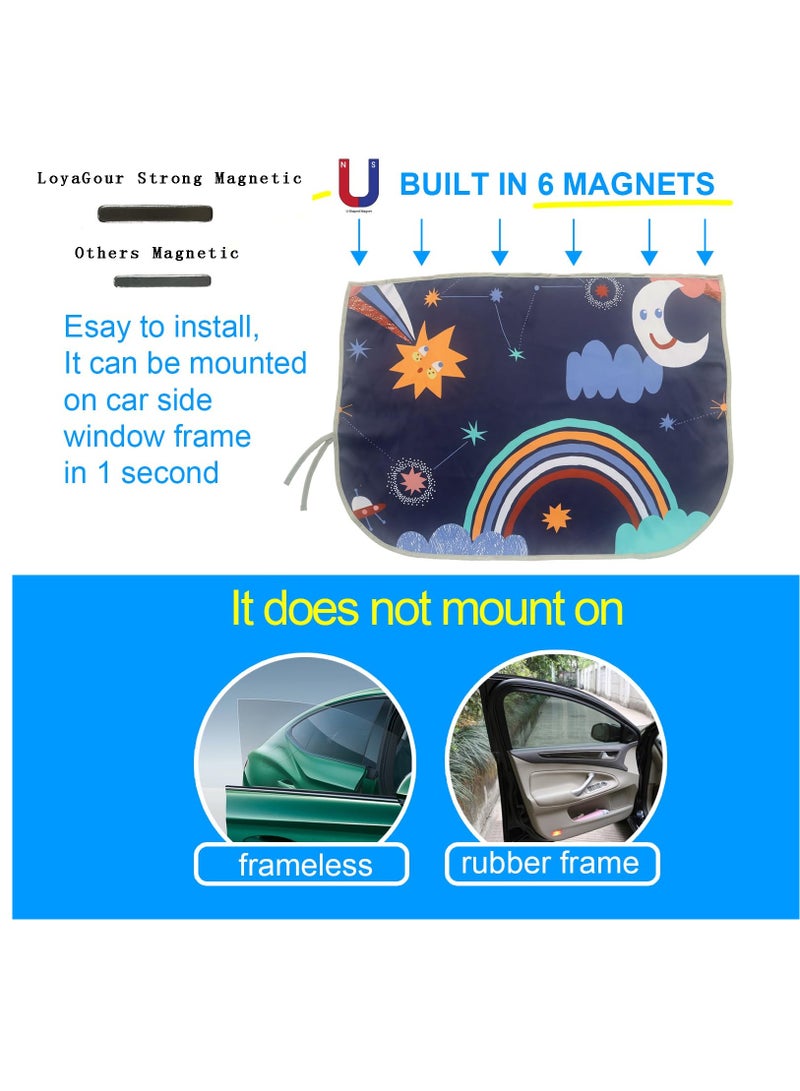 Magnetic Car Window Shades for Kids and Babies, Sun Protection Covers for Trucks, 27.5 x 19.5 Inches, Starry Sky Design - Image 3